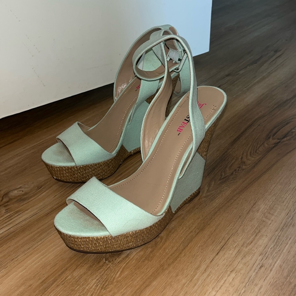 Mint Strappy Wedges – JustFab – Size 7.5